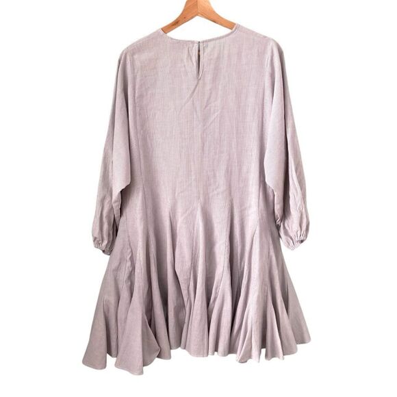 Aura A line Striped Long Sleeve Pleated Mini Dress in Size Small - Picture 5 of 11